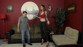 Tall sexy hottie dominates roommate with mean lesbian tactics