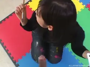 Creative Asian Artist Paints His Body Before Giving Him Oral Pleasure