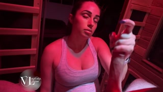 Edging my work out partner with a sensual handjob in the sauna