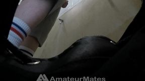 amateur boy caught peeing at public toilet urinal
