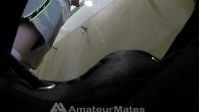 amateur boy caught peeing at public toilet urinal