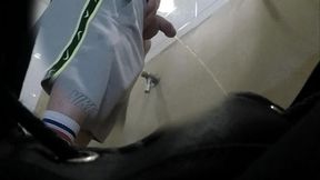 amateur boy caught peeing at public toilet urinal