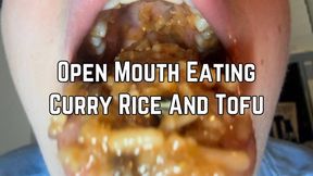 Open Mouth Eating Curry Rice And Tofu 4k HD | Messy Eating | Mukbang | Mouth Fetish | Mouth Sounds | Eating Food