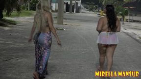 mirella mansur e agatha ludovino aprontando na praia da enseada guaruja