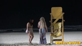 mirella mansur e agatha ludovino aprontando na praia da enseada guaruja