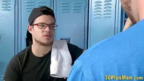 Cock Sucking Bear Jizzed In Locker Room