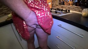 🍳 red & gold dress kitchen play – spanking, blowjob, doggy & intense orgasm 298