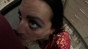 🍳 red & gold dress kitchen play – spanking, blowjob, doggy & intense orgasm 298