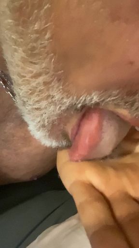 Bi eats her own cum
