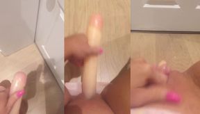 Caught her fucking from next room then had to do it myself part two thick dildo squirt mess