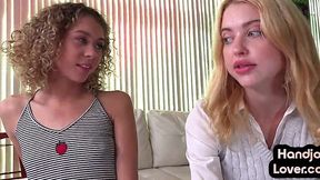 Tiny Slut Picks Up Dirty Talk POV HJ Skills in Steamy BFF Threesome