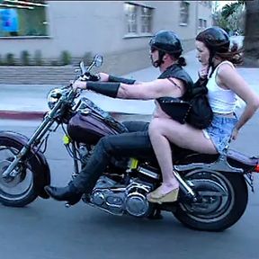 Lucky biker picks up a sexy young brunette slut and fucks her hard doggystyle