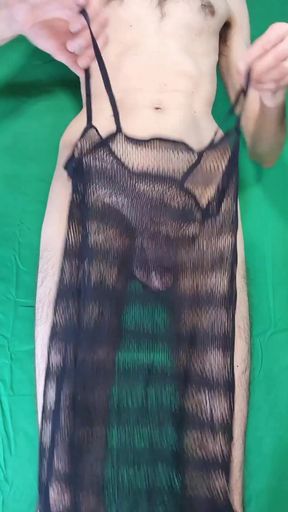 Black Fishnet Dress to Nude