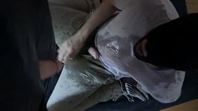 homemade - i dared my young flatmate to get on his knees, blindfolded, and i pissed in his mouth through a gloryhole... he gets hard and sucks me
