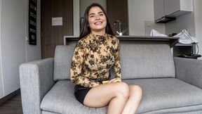 Amateur 18yo Colombian model desperate to get booked fucks the producer raw on the spot. She strips down and spreads wid