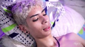 Jerking my big latino cock inside a condom, filling it with cum and then eating the cum from the condom
