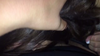 Cumshot in the mouth of a Russian stripper in the toilet of a nightclub