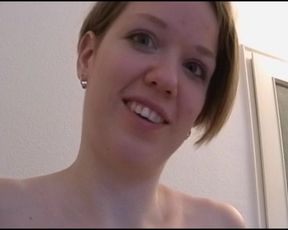 Sexy German teen in stockings fucks herself with dildo