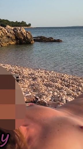 Pussy Flash! Nude Teacher and her Student: Lets Him Touch Her Tits on a Public Beach! - MissCreamy   Clip 1