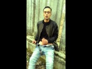 Thick cock quick jerked off at public