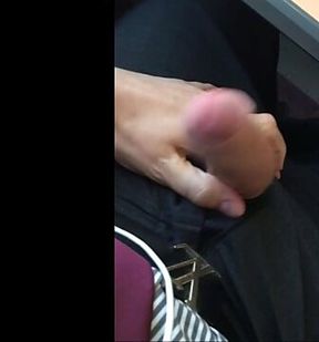 Horny dude jerks off on subway - gay voyeur action