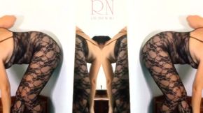 Two Young Models Dazzle in Elegant Black Mesh Lingerie