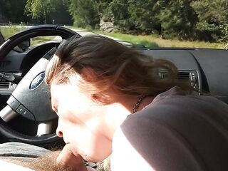 mother I'd like to fuck sucking knob on the parking by the public road. Public schlong sucking and spunk flow