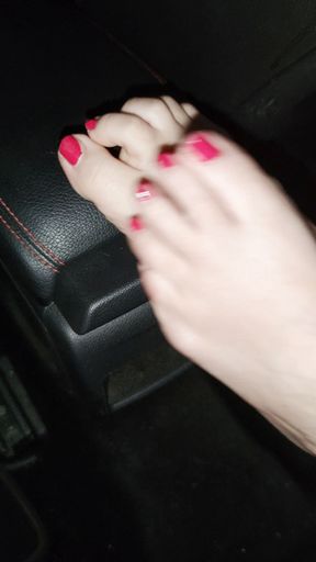 Slut showing me her feet in pantyhose