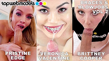 Braces and Blowjobs Compilation - 3 Cuties with Braces Huge Cock POV Blowjob and Cum Swallows - Volume 2