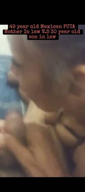 Sexy mature Latina mother in law sucking her son in law Big cock AGAIN