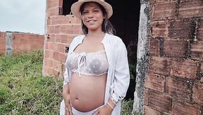 Pregnant latina mom with huge tits is so horny she begs me to fuck her