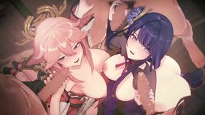 Genshin Impact Orgy Sex2yae Miko,raiden Shogun Group Sex 3d Hentai Animation