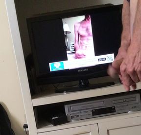 Jacking off to the porn I sent to xhampster of me stroking and cumin