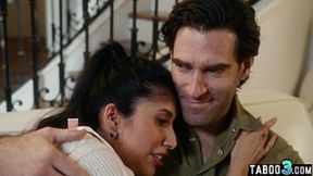 Petite Latina teen Penelope Woods taboo seduced by her surprised stepdaddy