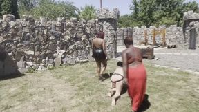 Zeida Imani and Praline Merciless ebony caning in the Castle