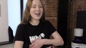 Pale-skinned 18-year-old red-haired milkmaid's first home video