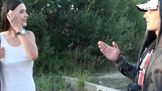 Absolutely stunning raven haired slut fucked outdoors so hard