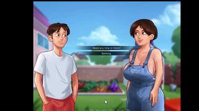 Summertime Saga, she gave him a handjob in the shower and cleaned him up.