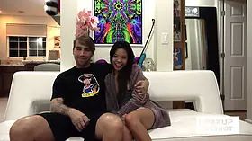 Behind-the-scenes - small dark haired Vina Sky loves to get fucked by a random man