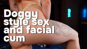 Doggy style sex and facial cum