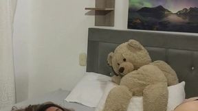 I kiss my neighbor's tits, I touch her pussy and we fuck in scissors in her bedroom