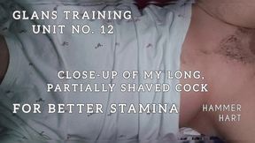 glans training unit no. 12 - close-up of my long partially shaved cock for better stamina