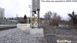 Vanessa Hell Stands And Pees Near Railway