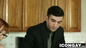 ”Billy  pulls his boss pants down & sucks on his big cock”