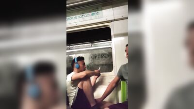 Asian Guy Jacking Off in the Metro - Exhibitionist Public Masturbation