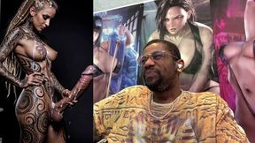 Transgender blonde Daphne gets seed covered face from long stiff tool