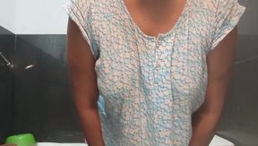 She Plays Her Excited Pussy Well Her Well Excited with in Musterbation in Bath room with bog boobs
