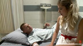 Bound nurse in stock rough banged