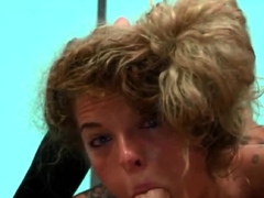 Curly hair blonde woman face fucked