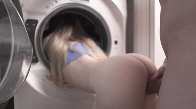 Step sis stuck in washing machine getting fucked hard from behind